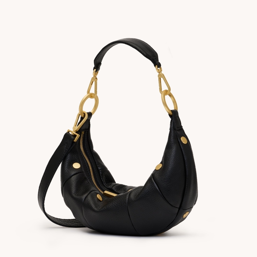 NIB HAMMITT LA BLACK LEATHER ERICA HOBO BAG GOLD STUD CROSSBODY CLUTCH HAND